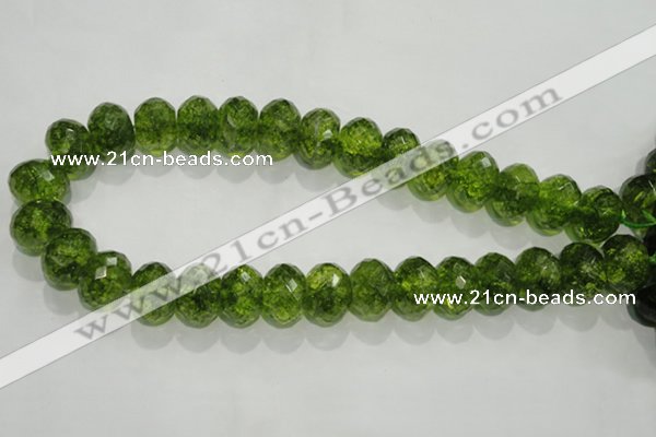 COQ104 15.5 inches 13*18mm faceted rondelle dyed olive quartz beads