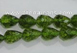 COQ108 15.5 inches 8*12mm faceted teardrop dyed olive quartz beads