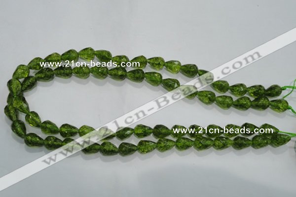 COQ108 15.5 inches 8*12mm faceted teardrop dyed olive quartz beads