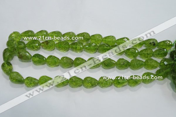 COQ111 15.5 inches 13*18mm faceted teardrop dyed olive quartz beads