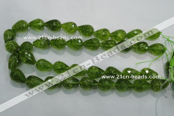 COQ112 15.5 inches 15*20mm faceted teardrop dyed olive quartz beads