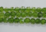 COQ115 15.5 inches 6mm faceted nuggets dyed olive quartz beads