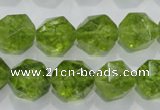 COQ118 15.5 inches 12mm faceted nuggets dyed olive quartz beads