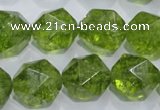 COQ119 15.5 inches 14mm faceted nuggets dyed olive quartz beads