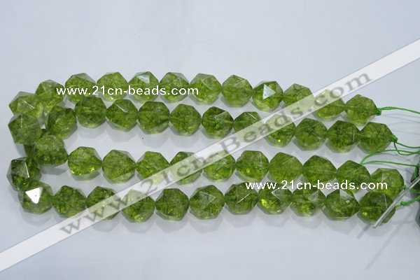 COQ119 15.5 inches 14mm faceted nuggets dyed olive quartz beads