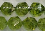 COQ120 15.5 inches 16mm faceted nuggets dyed olive quartz beads