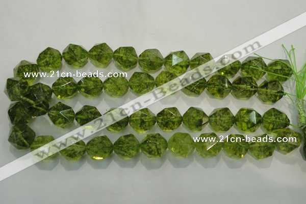 COQ120 15.5 inches 16mm faceted nuggets dyed olive quartz beads