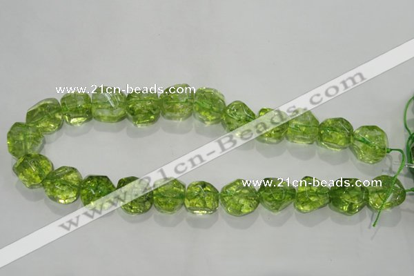 COQ125 15.5 inches 18mm nuggets dyed olive quartz beads