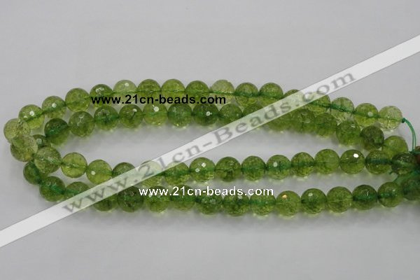 COQ14 16 inches 10mm faceted round dyed olive quartz beads wholesale