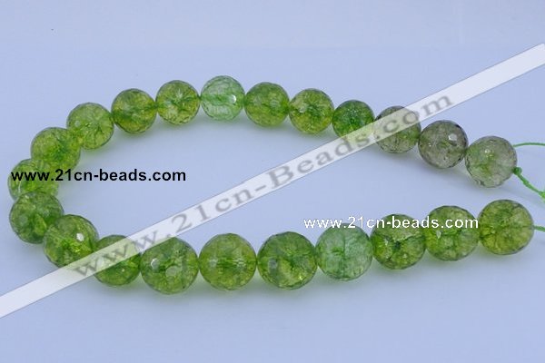 COQ17 16 inches 16mm faceted round dyed olive quartz beads wholesale