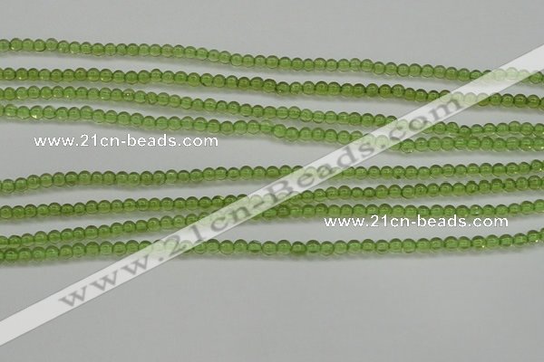 COQ201 15.5 inches 3mm - 4mm round natural olive quartz beads