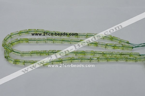 COQ22 16 inches 7*13mm column dyed olive quartz beads wholesale