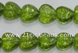 COQ31 15.5 inches 16*16mm heart dyed olive quartz beads wholesale