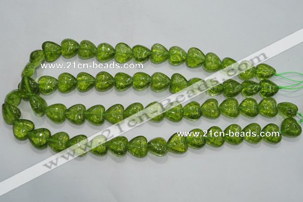 COQ32 15.5 inches 18*18mm heart dyed olive quartz beads wholesale