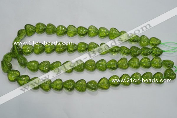 COQ33 15.5 inches 20*20mm heart dyed olive quartz beads wholesale