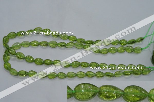 COQ40 15.5 inches 8*12mm flat teardrop dyed olive quartz beads