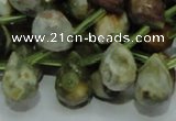 COS03 15.5 inches 10*14mm faceted teardrop ocean stone beads wholesale