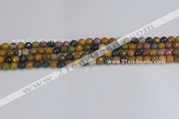 COS201 15.5 inches 6mm faceted round ocean jasper beads