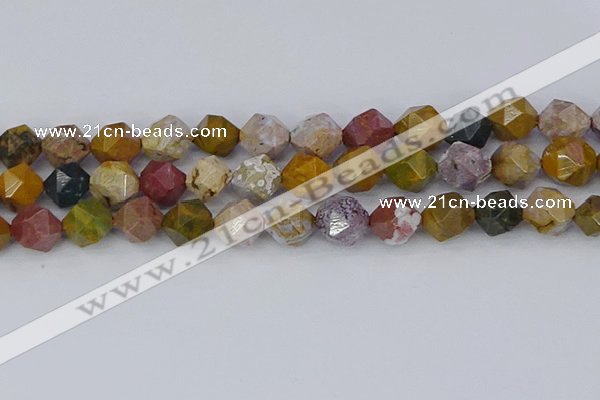 COS213 15.5 inches 12mm faceted nuggets ocean jasper beads