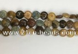 COS243 15.5 inches 10mm flat round ocean stone beads wholesale