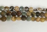 COS244 15.5 inches 12mm flat round ocean stone beads wholesale