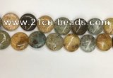 COS249 15.5 inches 25mm flat round ocean stone beads wholesale