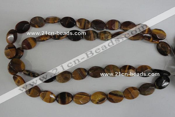 COV180 15.5 inches 13*18mm faceted oval yellow tiger eye beads wholesale