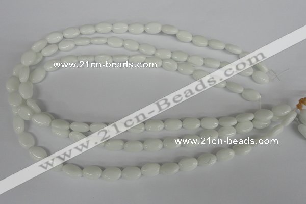 COV58 15.5 inches 8*12mm oval white porcelain beads wholesale