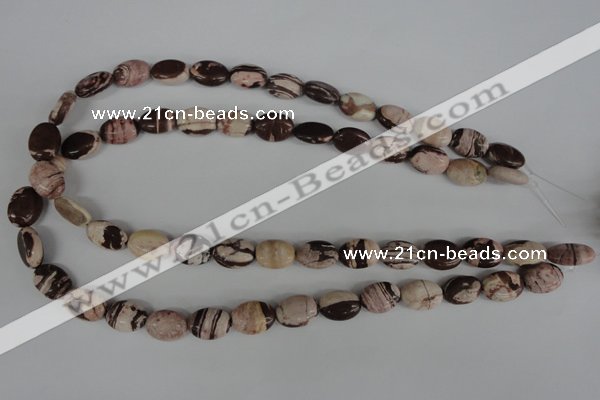 COV75 15.5 inches 10*14mm oval zebra jasper beads wholesale