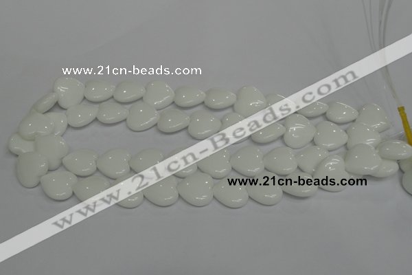 CPB105 15.5 inches 18*18mm heart white porcelain beads wholesale