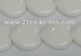 CPB106 15.5 inches 20*20mm heart white porcelain beads wholesale