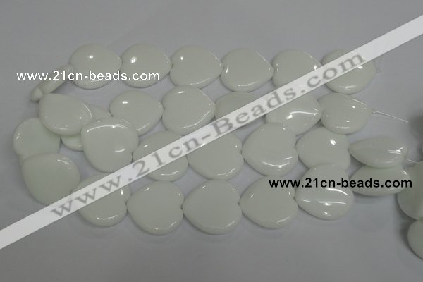 CPB108 15.5 inches 30*30mm heart white porcelain beads wholesale