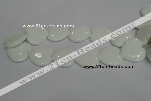 CPB109 15.5 inches 35*35mm heart white porcelain beads wholesale