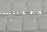 CPB115 15.5 inches 20*20mm square white porcelain beads wholesale