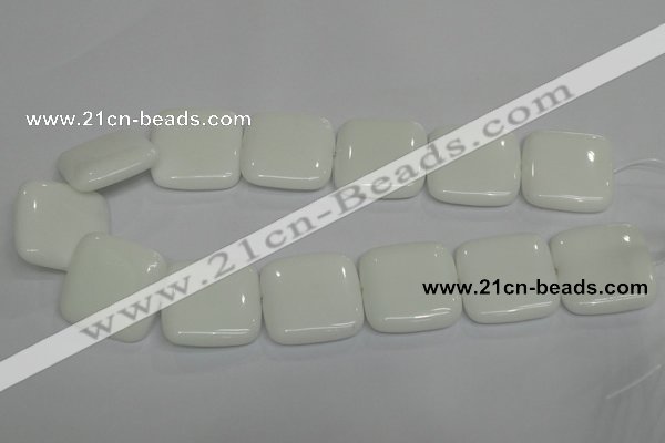 CPB117 15.5 inches 30*30mm square white porcelain beads wholesale