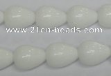 CPB23 15.5 inches 12*16mm teardrop white porcelain beads wholesale