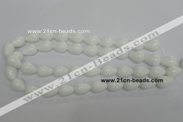 CPB24 15.5 inches 13*18mm teardrop white porcelain beads wholesale