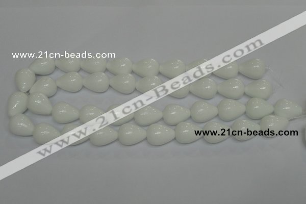 CPB25 15.5 inches 15*20mm teardrop white porcelain beads wholesale