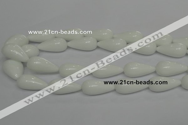 CPB27 15.5 inches 10*30mm teardrop white porcelain beads wholesale