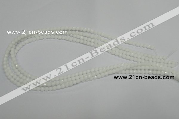 CPB31 15.5 inches 4mm faceted round white porcelain beads wholesale