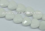 CPB310 15 inches 12*12mm faceted heart white porcelain beads