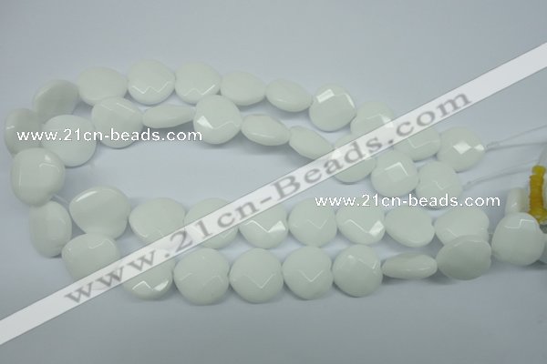 CPB312 15 inches 16*16mm faceted heart white porcelain beads