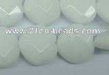 CPB313 15 inches 18*18mm faceted heart white porcelain beads