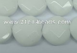 CPB314 15 inches 20*20mm faceted heart white porcelain beads