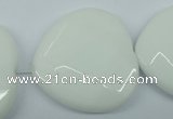 CPB316 15 inches 30*30mm faceted heart white porcelain beads