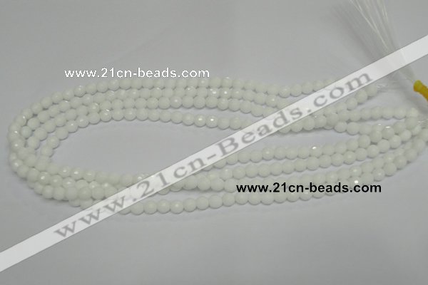 CPB32 15.5 inches 6mm faceted round white porcelain beads wholesale