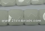 CPB324 15 inches 20*20mm faceted square white porcelain beads