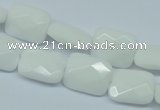 CPB328 15 inches 10*14mm faceted rectangle white porcelain beads