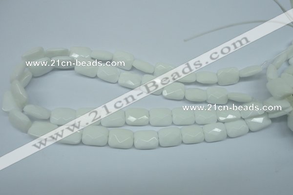 CPB328 15 inches 10*14mm faceted rectangle white porcelain beads