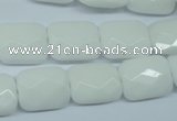 CPB329 15 inches 12*16mm faceted rectangle white porcelain beads